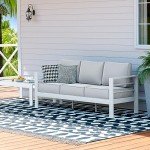 Aluminum Outdoor Sofa with Thick Cushions and Cover