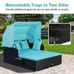 Turquoise Outdoor Daybed with Canopy and Cushions