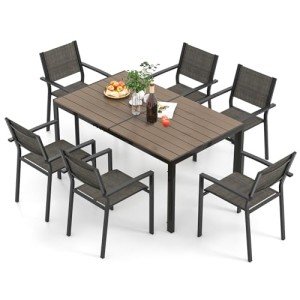 7-Piece Outdoor Dining Set with Stackable Chairs