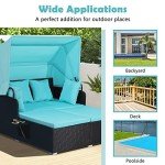 Turquoise Outdoor Daybed with Canopy and Cushions