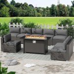 9-Piece Patio Sectional Set with Fire Pit Table