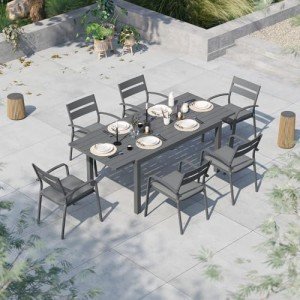 Expandable 7-Piece Patio Dining Set with Cushions
