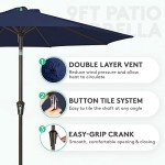 9FT Navy Patio Umbrella with Tilt and Crank