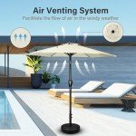 Deluxe 7.5ft Patio Umbrella with Tilt and Crank