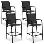 Sundale Set of 4 Black Metal Bar Stools