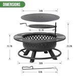 36" Round Fire Pit with Grill and Lid