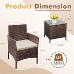 Flamaker 3-Piece All-Weather Rattan Patio Set