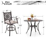 PHI VILLA 7-Piece Cast Aluminum Bar Dining Set