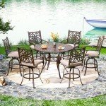 PHI VILLA 7-Piece Cast Aluminum Bar Dining Set