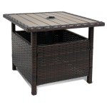Brown Wicker Patio Umbrella Stand for Outdoor Use