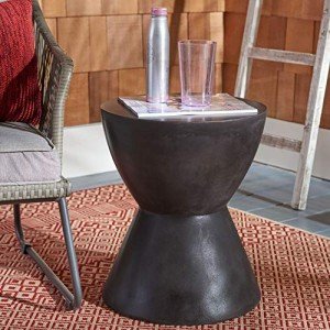 Athena Black Modern Concrete Round Accent Table