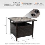 Brown Wicker Patio Umbrella Stand for Outdoor Use