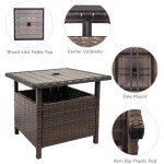 Brown Wicker Patio Umbrella Stand for Outdoor Use