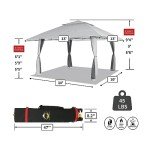 CROWN SHADES 13x13 Pop Up Gazebo Canopy Tent