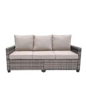 3-Seat All-Weather Wicker Patio Couch with Cushions