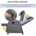 Outdoor Recliner Chair Set with Wicker Table