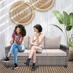 3-Seat All-Weather Wicker Patio Couch with Cushions