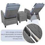 Outdoor Recliner Chair Set with Wicker Table