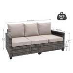 3-Seat All-Weather Wicker Patio Couch with Cushions