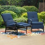 PHI VILLA Oversized Outdoor Recliner Chairs - Set of 2