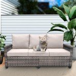 3-Seat All-Weather Wicker Patio Couch with Cushions