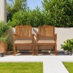 Acacia Rocking Chairs Set with Cushions, Teak