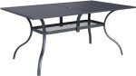 Rectangular Steel Patio Dining Table with Umbrella Hole