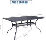 Rectangular Steel Patio Dining Table with Umbrella Hole