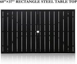 Rectangular Steel Patio Dining Table with Umbrella Hole