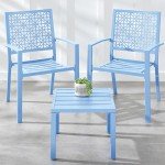 Sky Blue 3-Piece Outdoor Bistro Set with Chairs