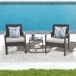 3-Piece Wicker Patio Bistro Set with Cushions