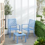 Sky Blue 3-Piece Outdoor Bistro Set with Chairs