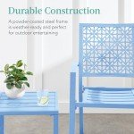 Sky Blue 3-Piece Outdoor Bistro Set with Chairs