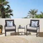 3-Piece Wicker Patio Bistro Set with Cushions