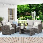 Wisteria Lane 4-Piece Gray Patio Wicker Set