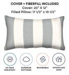 Honeycomb Outdoor Lumbar Pillow Set in Stone Grey