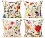 Garden Flowers Throw Pillow Covers, Set of 4