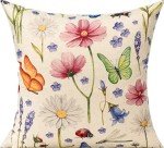 Garden Flowers Throw Pillow Covers, Set of 4