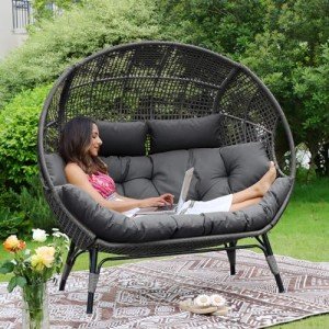 NICESOUL® Double Egg Chair with Thick Cushions