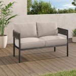 Wicker Loveseat Patio Conversation Set with Cushions