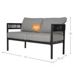 Wicker Loveseat Patio Conversation Set with Cushions