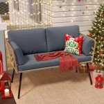 YITAHOME Grey Wicker Outdoor Loveseat with Cushions