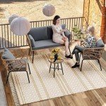 YITAHOME Grey Wicker Outdoor Loveseat with Cushions