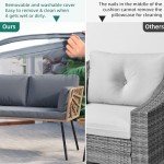 YITAHOME Grey Wicker Outdoor Loveseat with Cushions