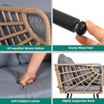 YITAHOME Grey Wicker Outdoor Loveseat with Cushions