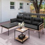 YITAHOME 3-Piece Outdoor Wicker Patio Furniture Set