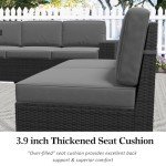 LayinSun 6-Piece Black Rattan Patio Sofa Set