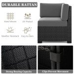 LayinSun 6-Piece Black Rattan Patio Sofa Set