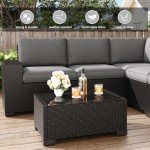 LayinSun 6-Piece Black Rattan Patio Sofa Set