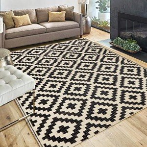 Reversible Outdoor Mat - Black & Beige Lattice